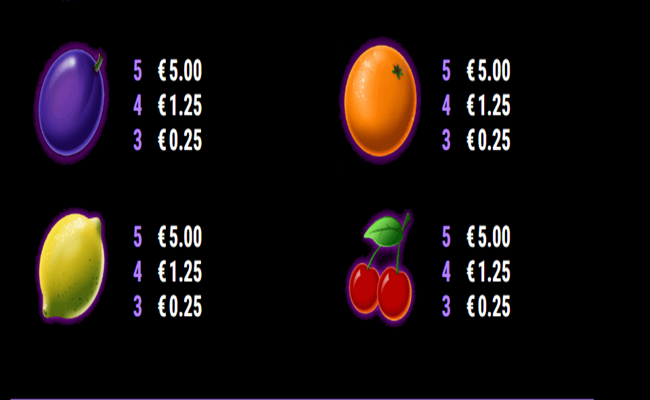 sticky diamond double rush paytable2