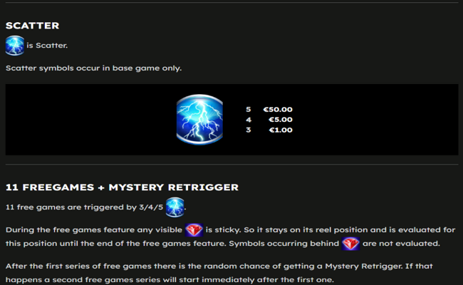 sticky diamonds flaming link paytable 1