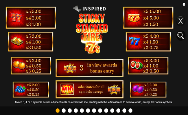sticky stacked fire 7 paytable