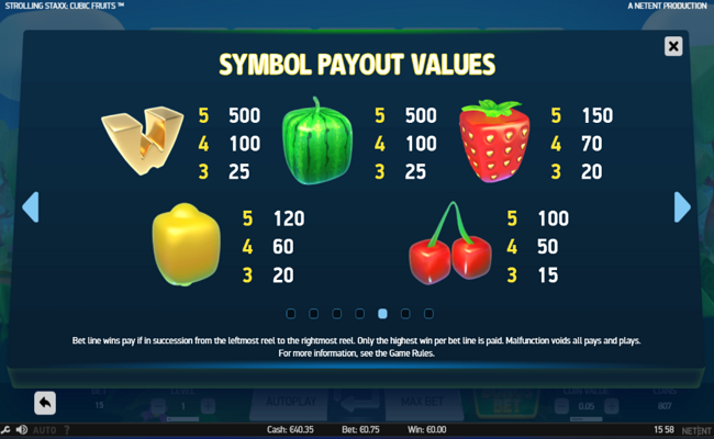 strolling staxx paytable 1