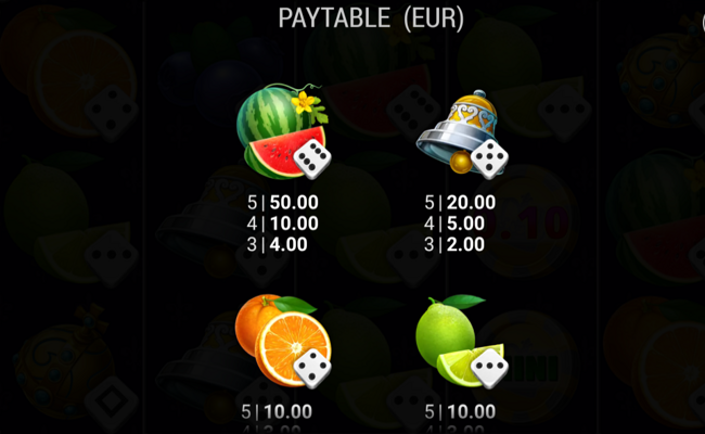 stunning crown cash mesh ultra dice paytable 3