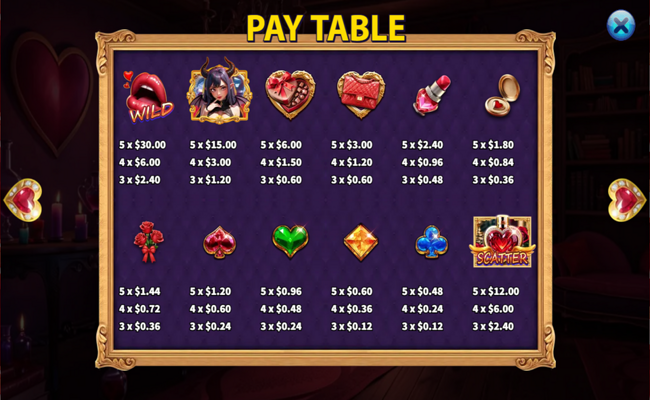 succubus secret paytable