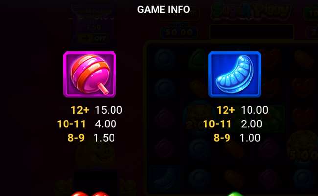 sugar piggy hold and win 6x5 paytable 2