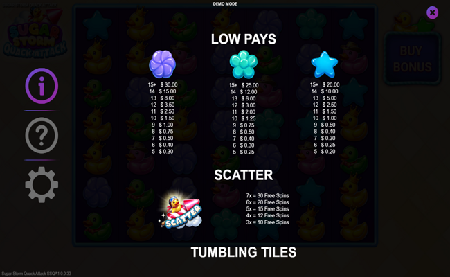 sugar storm quack attack paytable 2