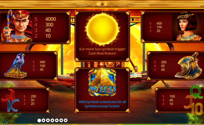 sun wind cash boat paytable