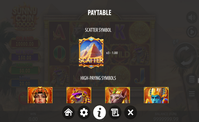 sunny coin 10000 paytable 2