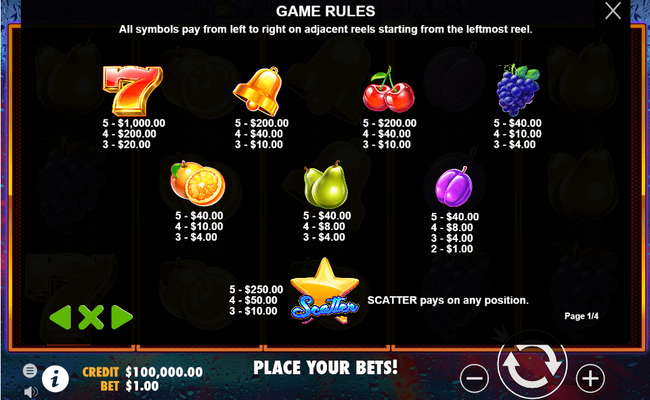 super 7s paytable