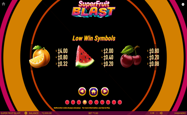super fruit blast paytable 1