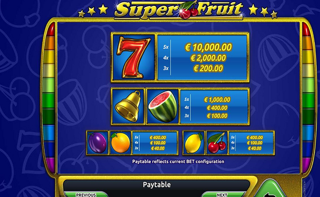 super fruit paytable