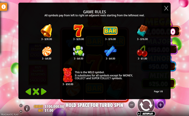 super gummy strike paytable 1