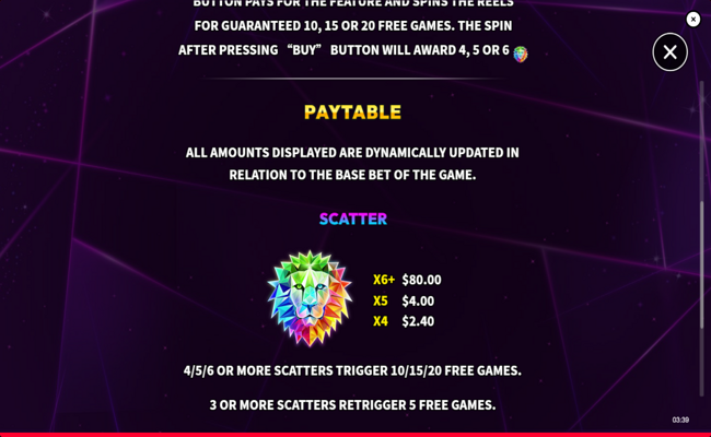 super lion bonanza jackpot paytable 1