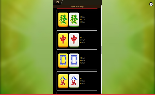 super mahjong paytable 1