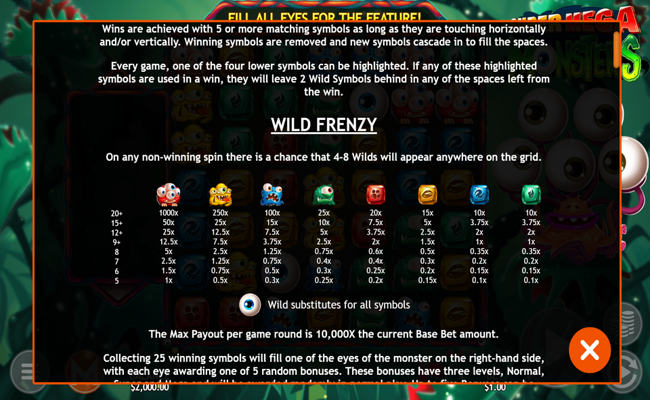 super mega monsters paytable