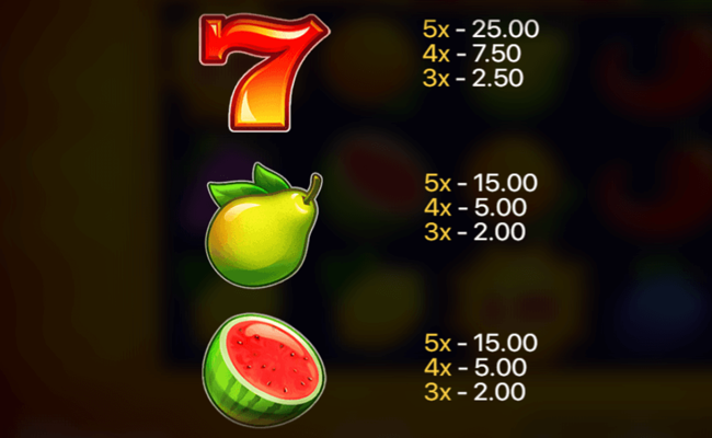 super sunny fruits hold and win paytable 1