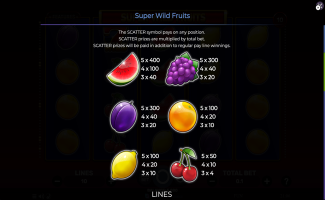 super wild fruits paytable 2