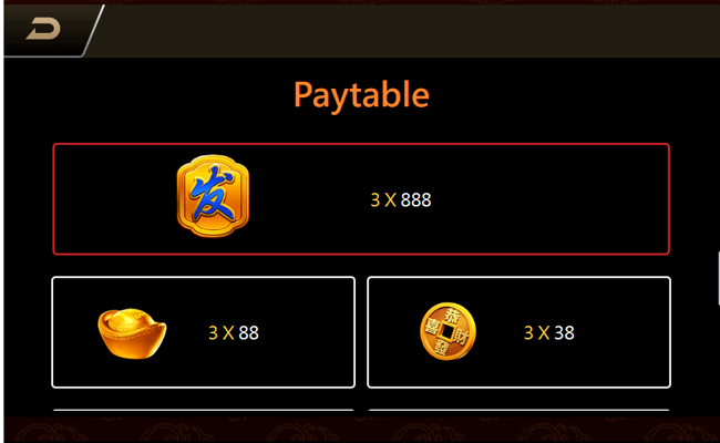 tada gaming fa fa fa paytable 1