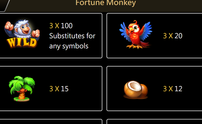 tada gaming fortune monkey paytable 1