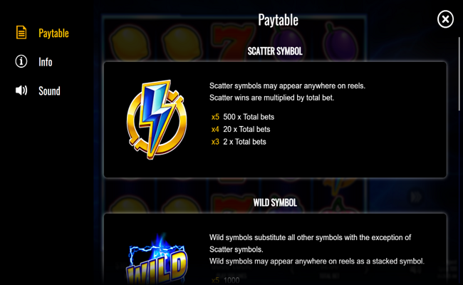 tempest spins 100 paytable 1