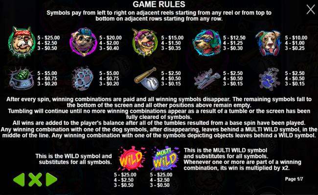 the big dawgs paytable