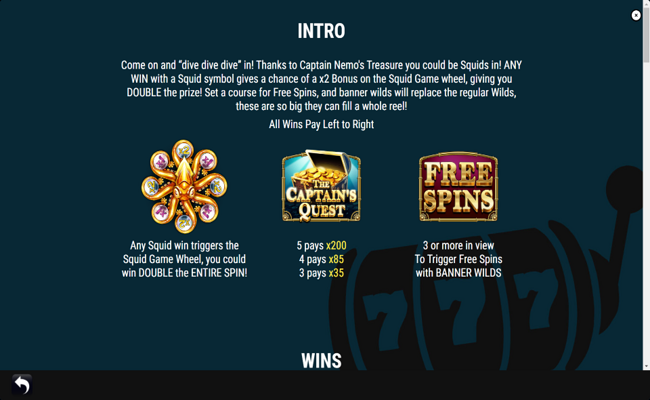 the captains quest paytable 1