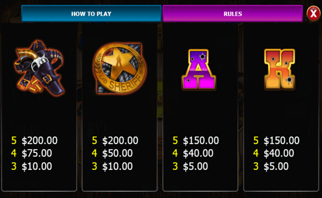 the enforcer paytable2