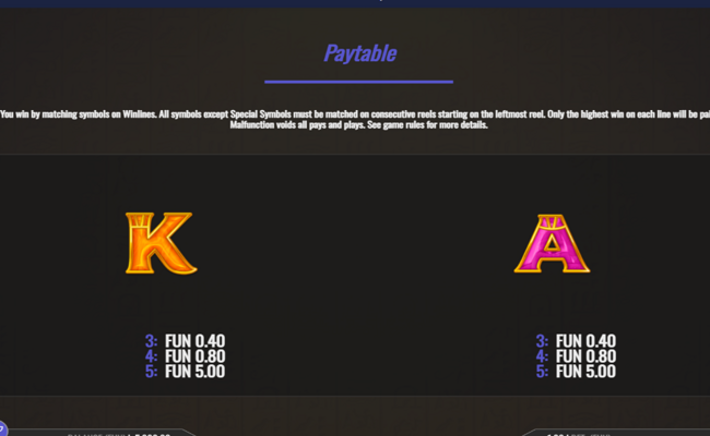 the golden mummy hold and win paytable 4