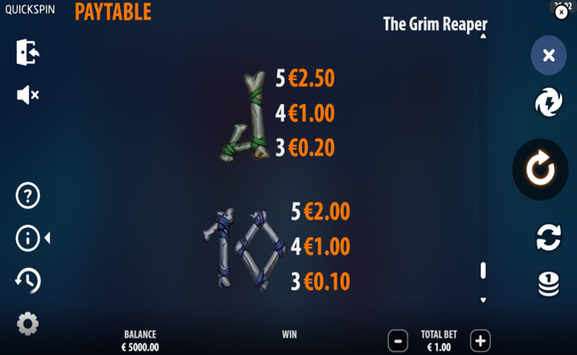 the grim reaper paytable 6