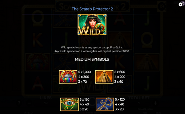 the scarab protector 2 paytable 1