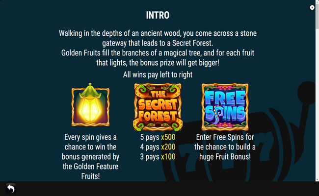 the secret forest paytable 1