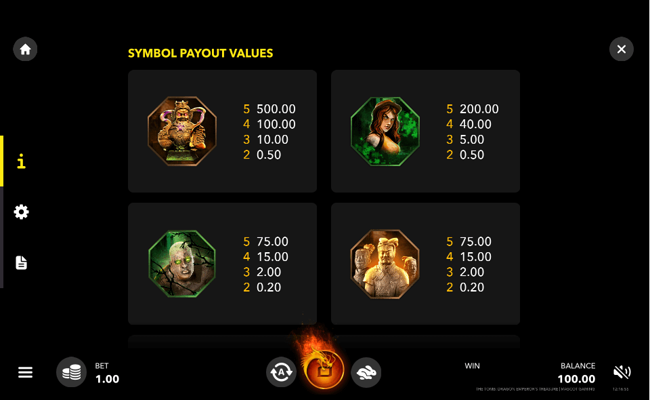 the tomb paytable
