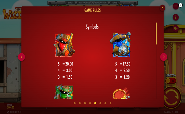 the wildos 2 paytable 1