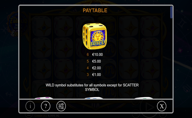 the zodiac water edition dice paytable 1