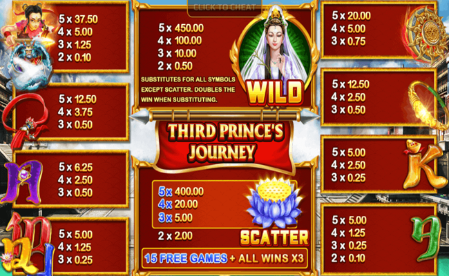 third prince s journey paytable