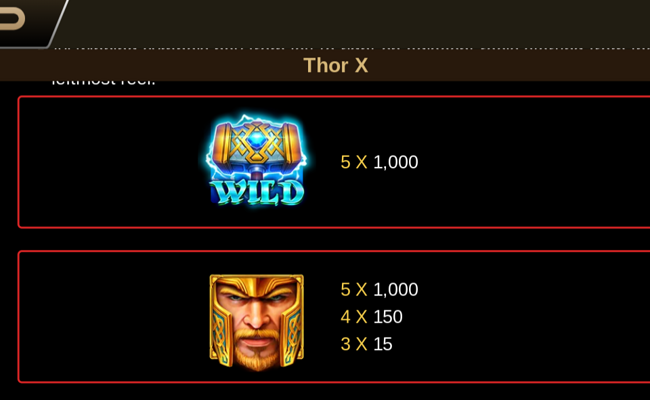 thor x paytable 1