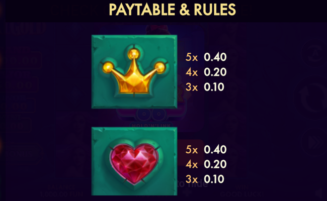 tidal gold paytable 4