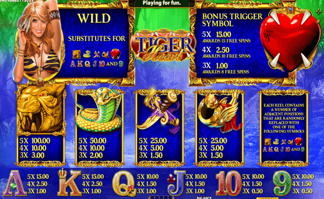 tiger heart paytable