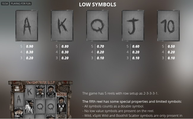 tombstone rip paytable 2