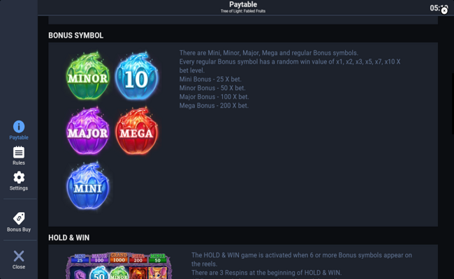 tree of light fabled fruits paytable 2
