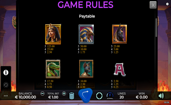 trial of the gods paytable 1