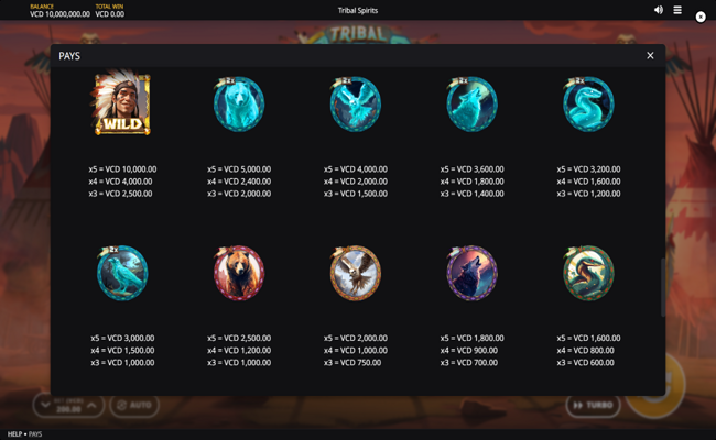 tribal spirits paytable 1