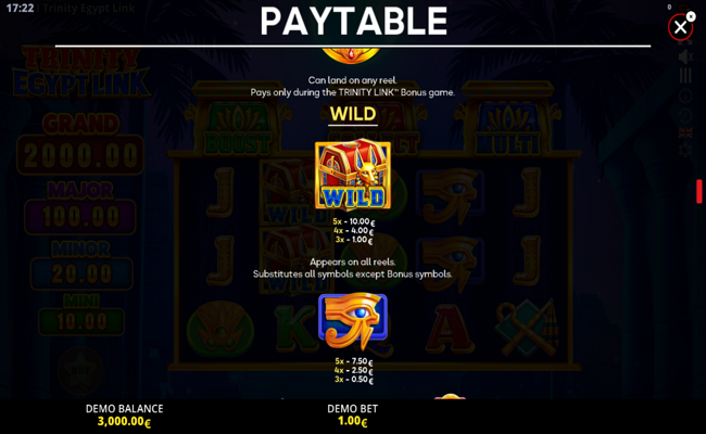 trinity egypt link paytable 1