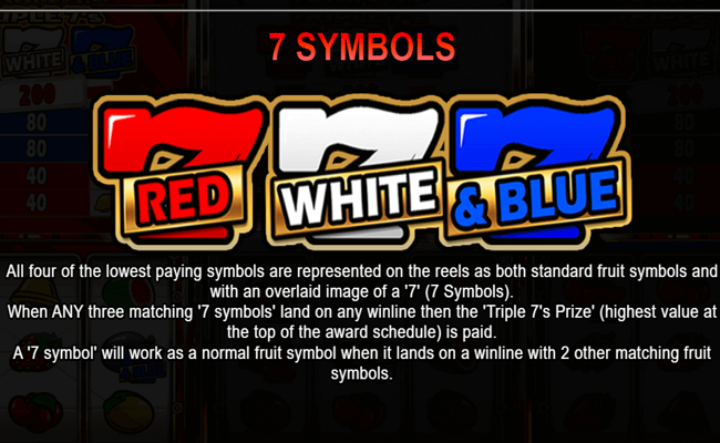 triple 7s red white and blue paytable