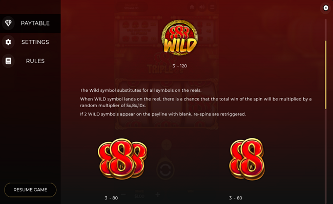 triple 8s paytable 1