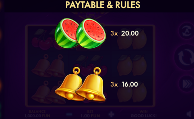 ultimate fruits 5 classic series paytable 2