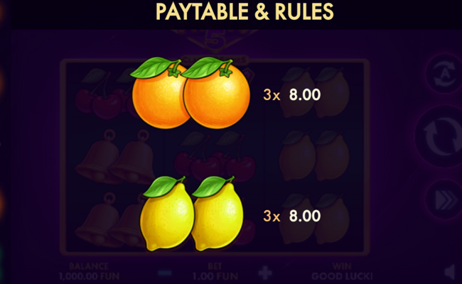 ultimate fruits 5 classic series paytable 4