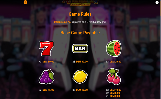 ultraxtreme 777 paytable 1