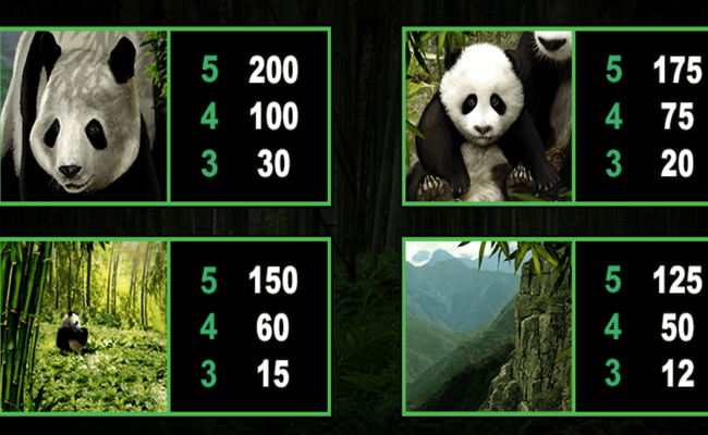 untamed giant panda paytable 2
