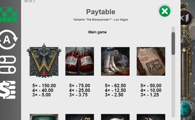vampire the masquerade las vegas paytable 1