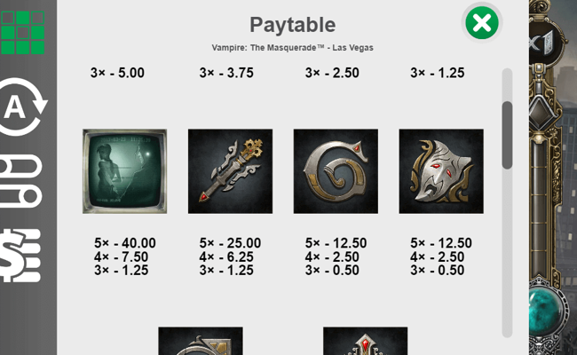 vampire the masquerade las vegas paytable 2