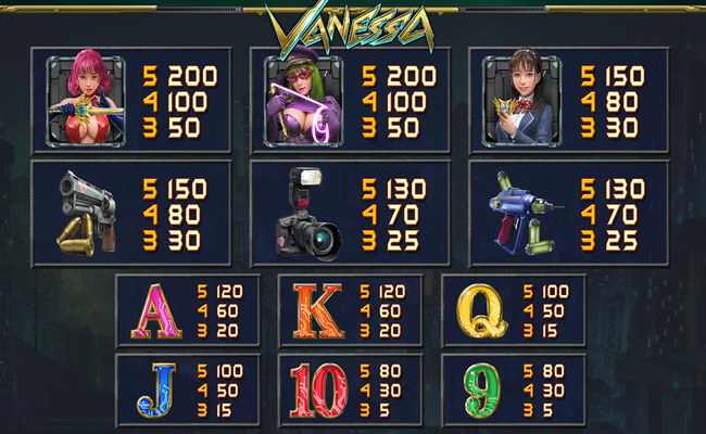 vanessa paytable